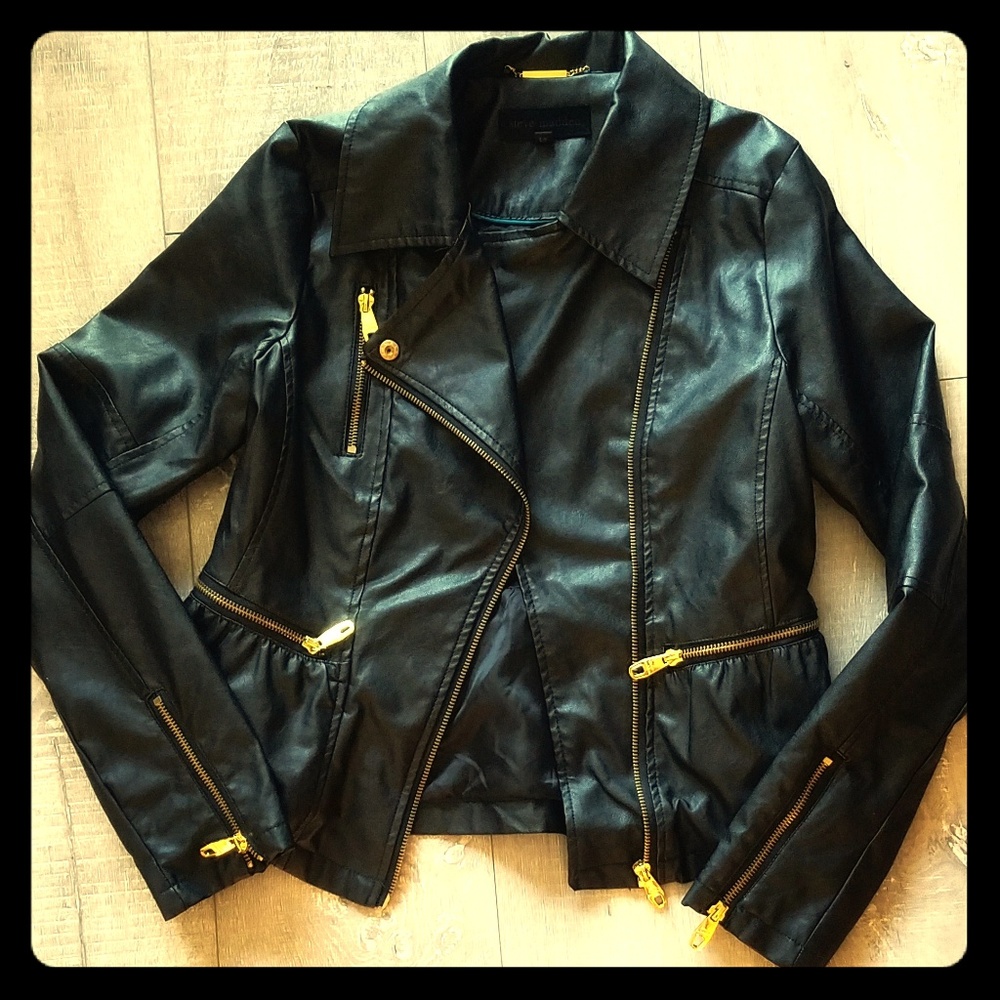 NWT Black Steve Madden Moto Jacket w gold zipper